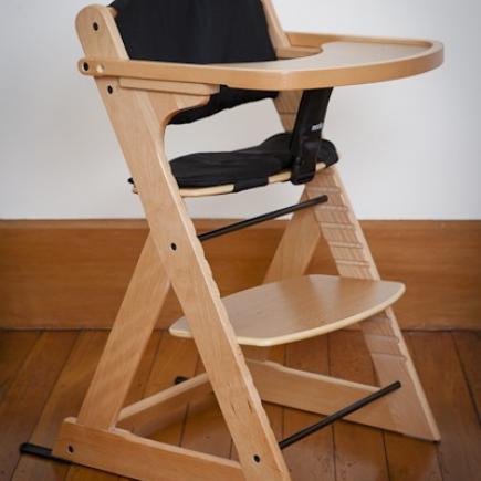 Wooden Folding Baby Highchair - Fold-away Baby High Chair Beech Colour -  Nanny Annie